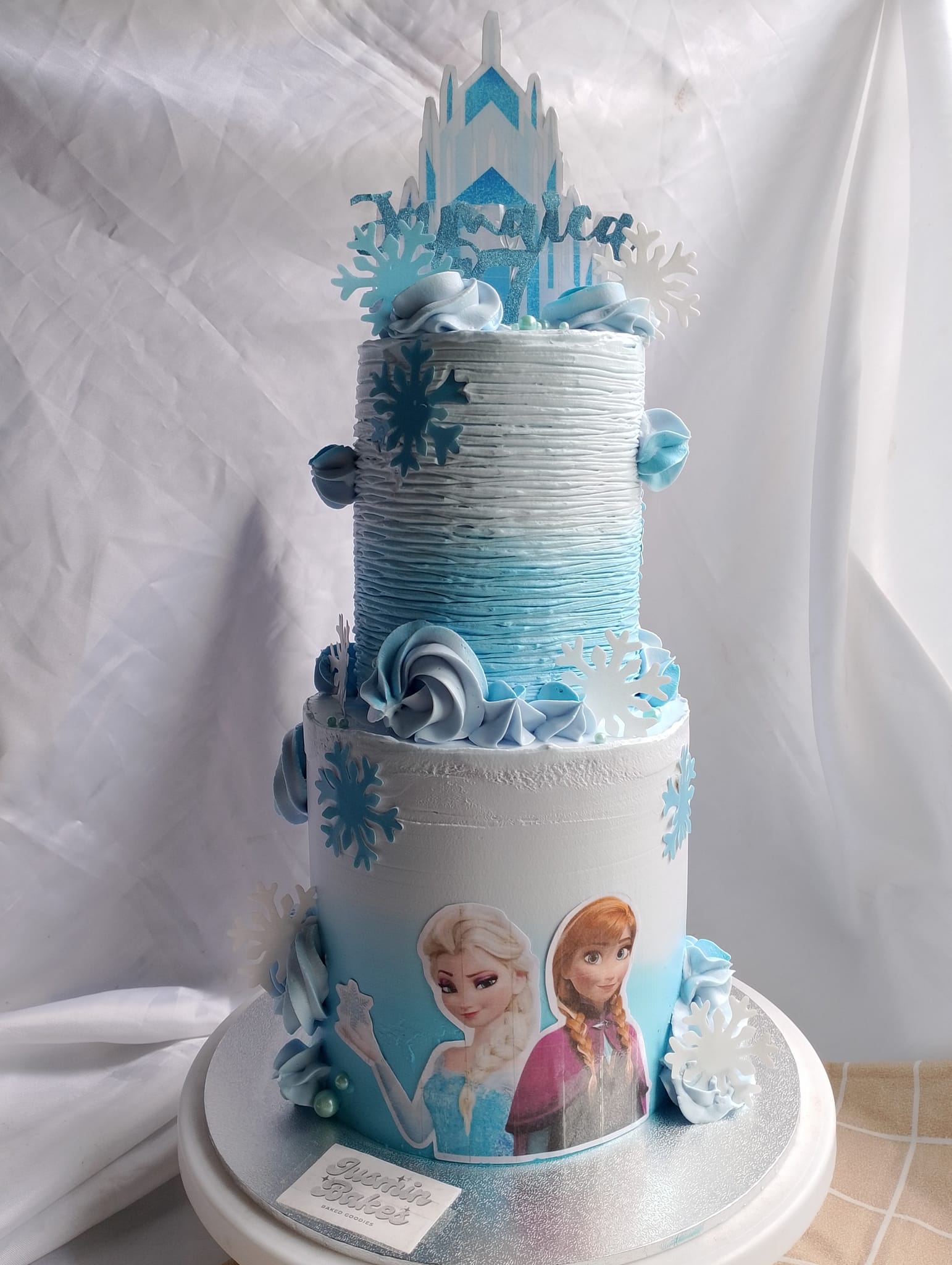 2 Tier Frozen Themed Cake w cupcake